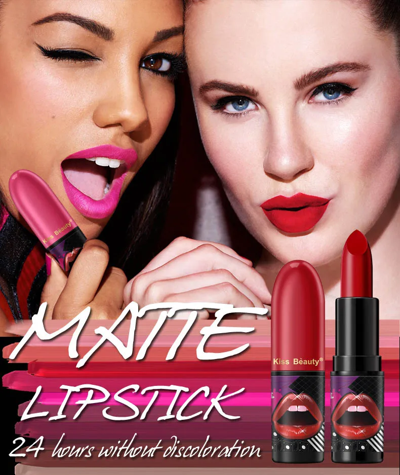KISS BEAUTY брендовая помада длительное увлажнение не обесцвечивающая Водонепроницаемая с добавкой 7 цветов Увлажняющая помада