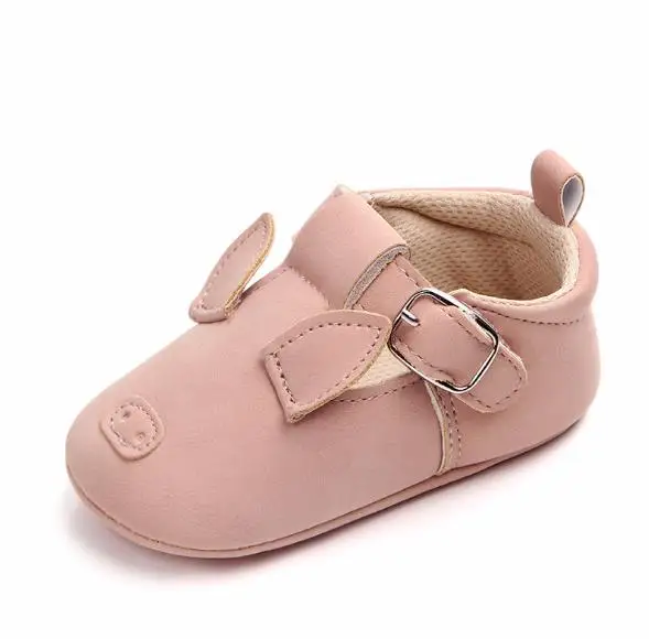 pink pig Новинка; 10 цветов; милая обувь для малышей с принтом животных; нескользящие кроссовки из искусственной кожи для мальчиков и девочек; детская обувь с Т-образным ремешком - Цвет: pink pig
