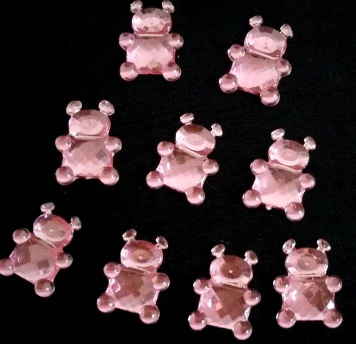 Pink 100 шт./лот 15X12 мм акриловые Тедди Кристальный Медвежонок Стразы Baby Shower пользу стол Разбрасывать Конфетти для девочек и мальчиков Показать украшения ногтей - Цвет: Pink