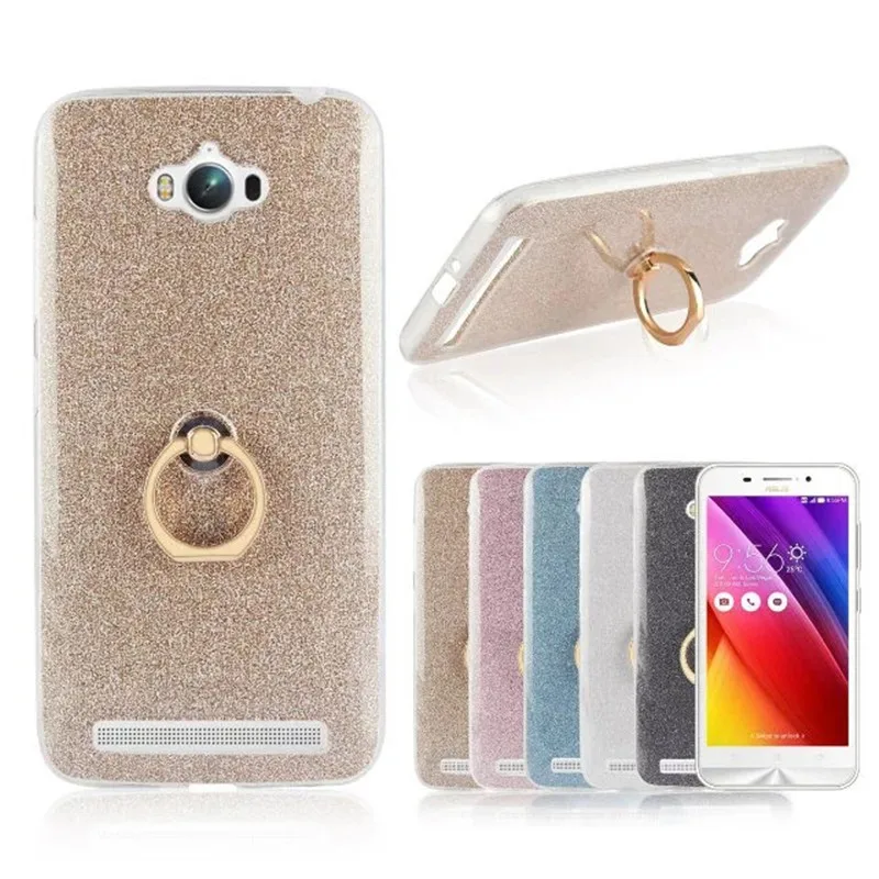 Блестящий Мягкий чехол для телефона из ТПУ с кольцом на палец Asus ZenFone Max ZC550KL