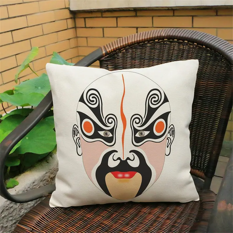 Creative Classical Peking Opera Mask Cushion Cover Decorative Pillowcase Chair safe Car Pillow Home Living Textile BZ-166 | Дом и сад