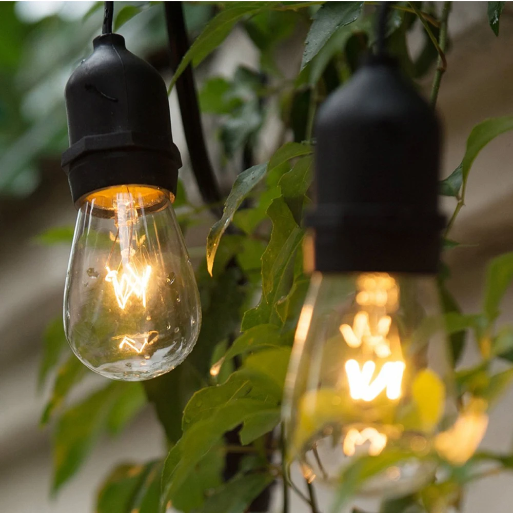 

UL List pretty cool round electric drop string lights 47ft include 15pcs S14 led glass bulb italian best for summer interior use