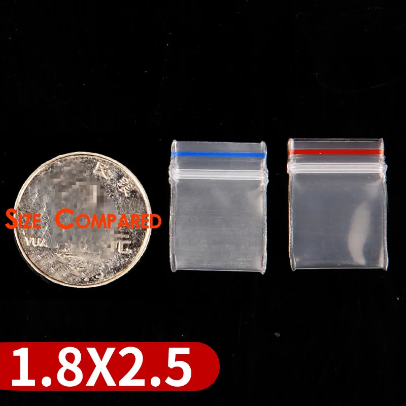 Blue Edge 1.8X2.5CM Красное голубое обрамление толстом каблуке прозрачные пакеты с застежкой zip-lock небольшой Пластик мешок с застежкой-молнией 100 шт. несколько Размеры Ziplock таблетки расфасованный по пакетам - Цвет: Blue Edge 1.8X2.5CM