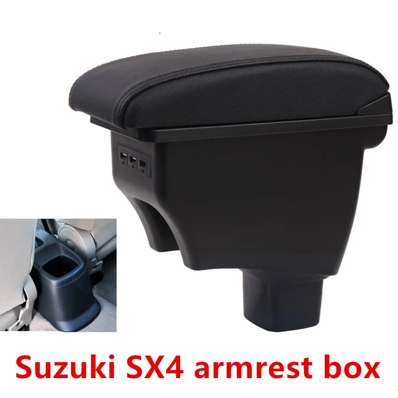 Black line Для Suzuki SX4 подлокотник коробка центральный магазин содержимое коробка аксессуары с USB интерфейсом - Название цвета: Black line