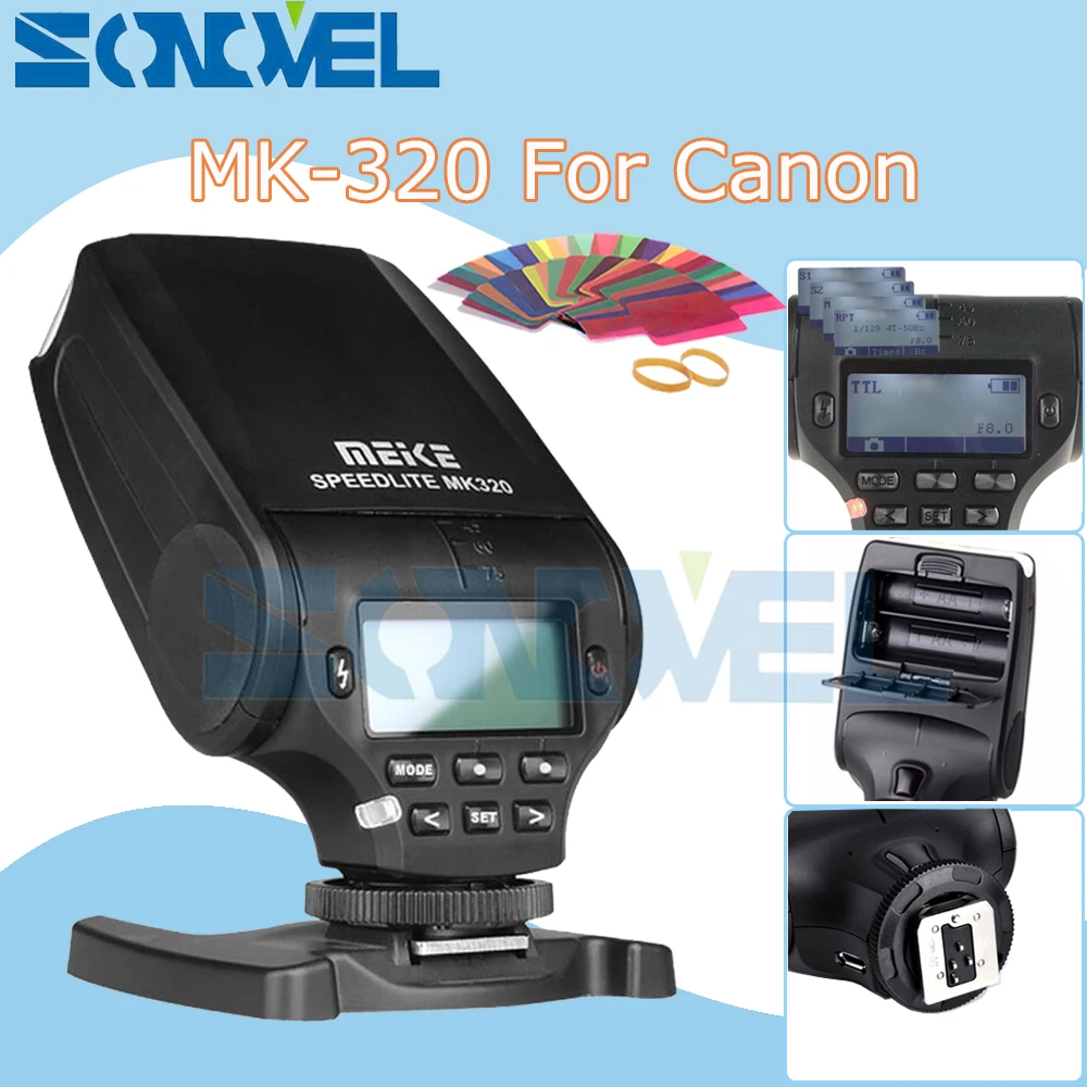 Фотовспышка Meike MK320 MK 320 GN32 TTL для Canon EOS M3 M5 M6 1300D 800D 760D 750D 77D PowerShot G15 G16 GX5 G3X G1X SX60|speedlite