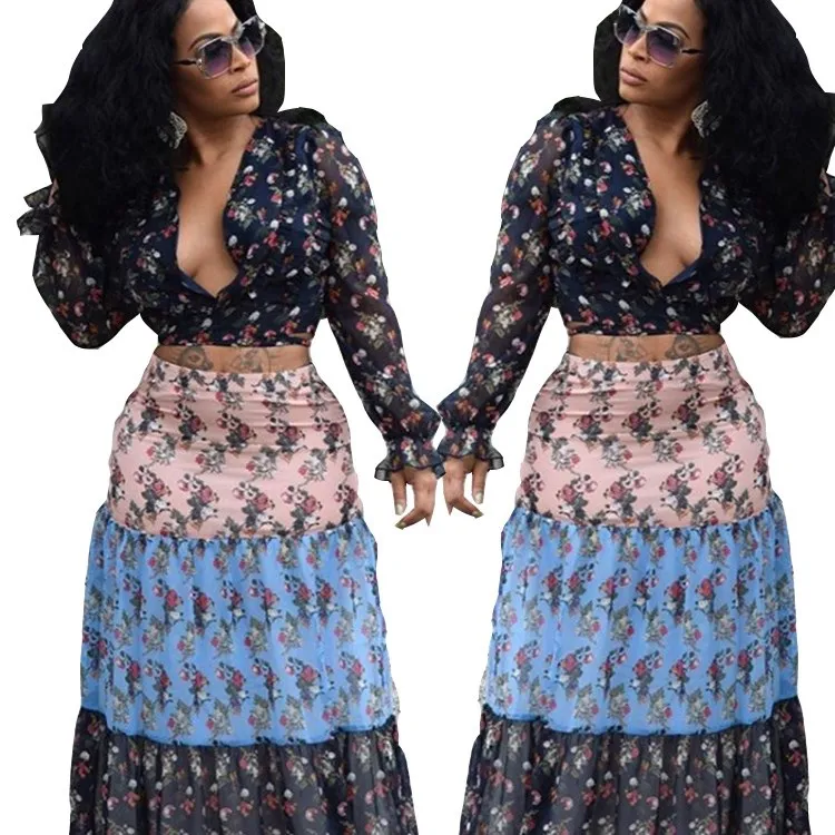 Женский укороченный Топ с длинным рукавом и v-образным вырезом длинное платье