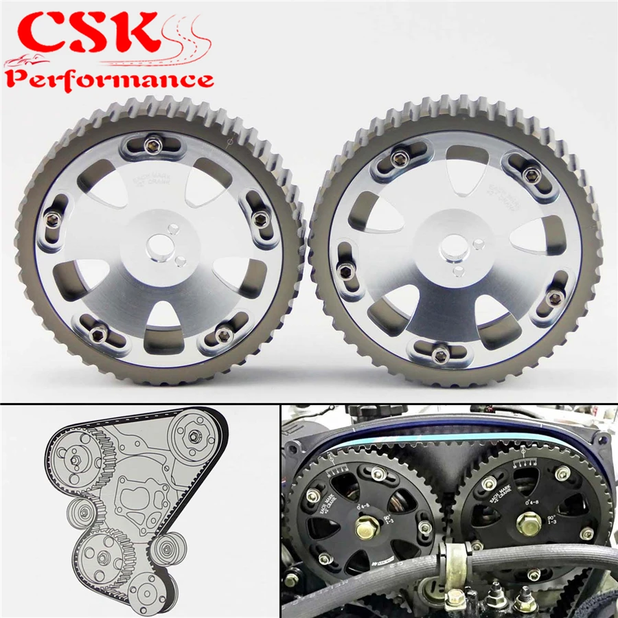 2 шт. кулачковый шкив комплект подходит для Mitsubishi Lancer EVO 1 9 ECLIPSE DSM 4G63 SILVER|cam gears|pulley