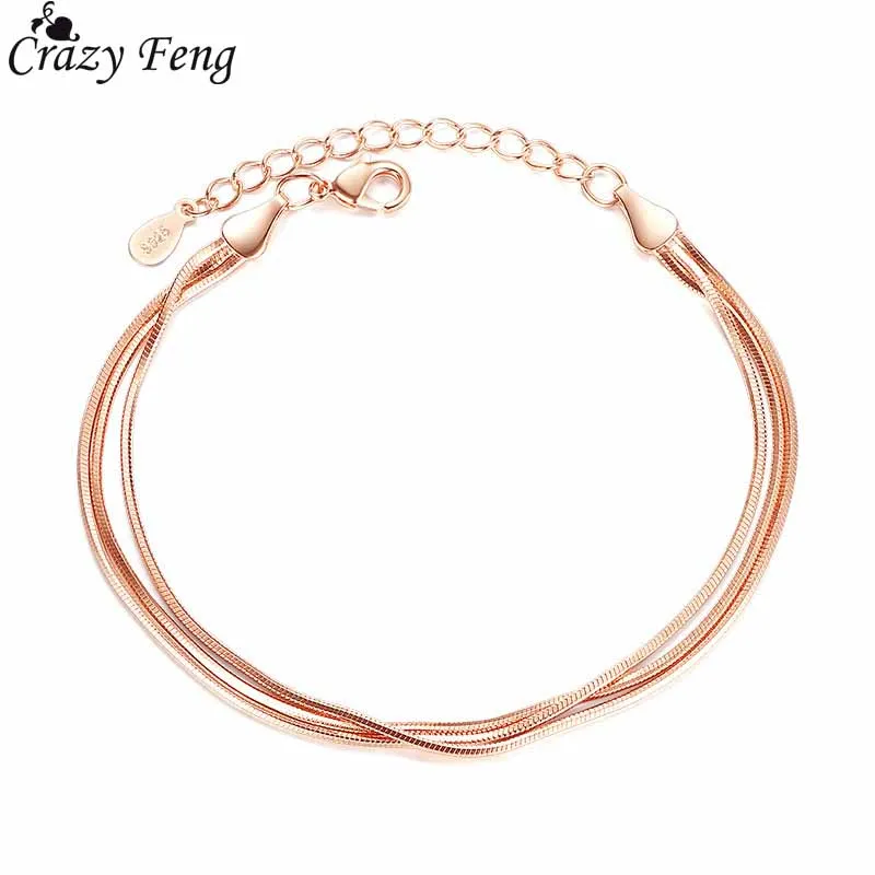 Crazy Feng (Лея фенг) многослойное розовое золото серебро цветная змеиная цепь