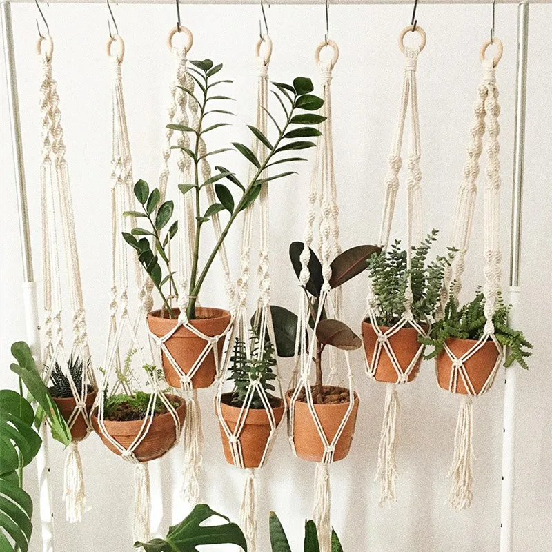 Подвесная корзина ручной работы в скандинавском стиле подвесная для растений