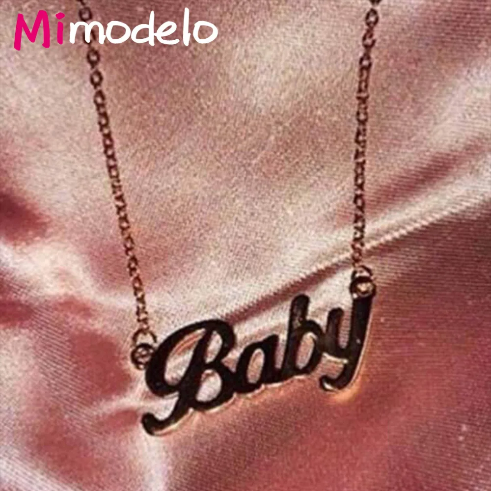 Модное крошечное золотое ожерелье mimodel с золотыми буквами ожерелья подвесками