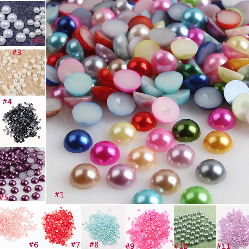 Горячее предложение 2000 шт полукруглые акриловые бусины с плоской задней частью