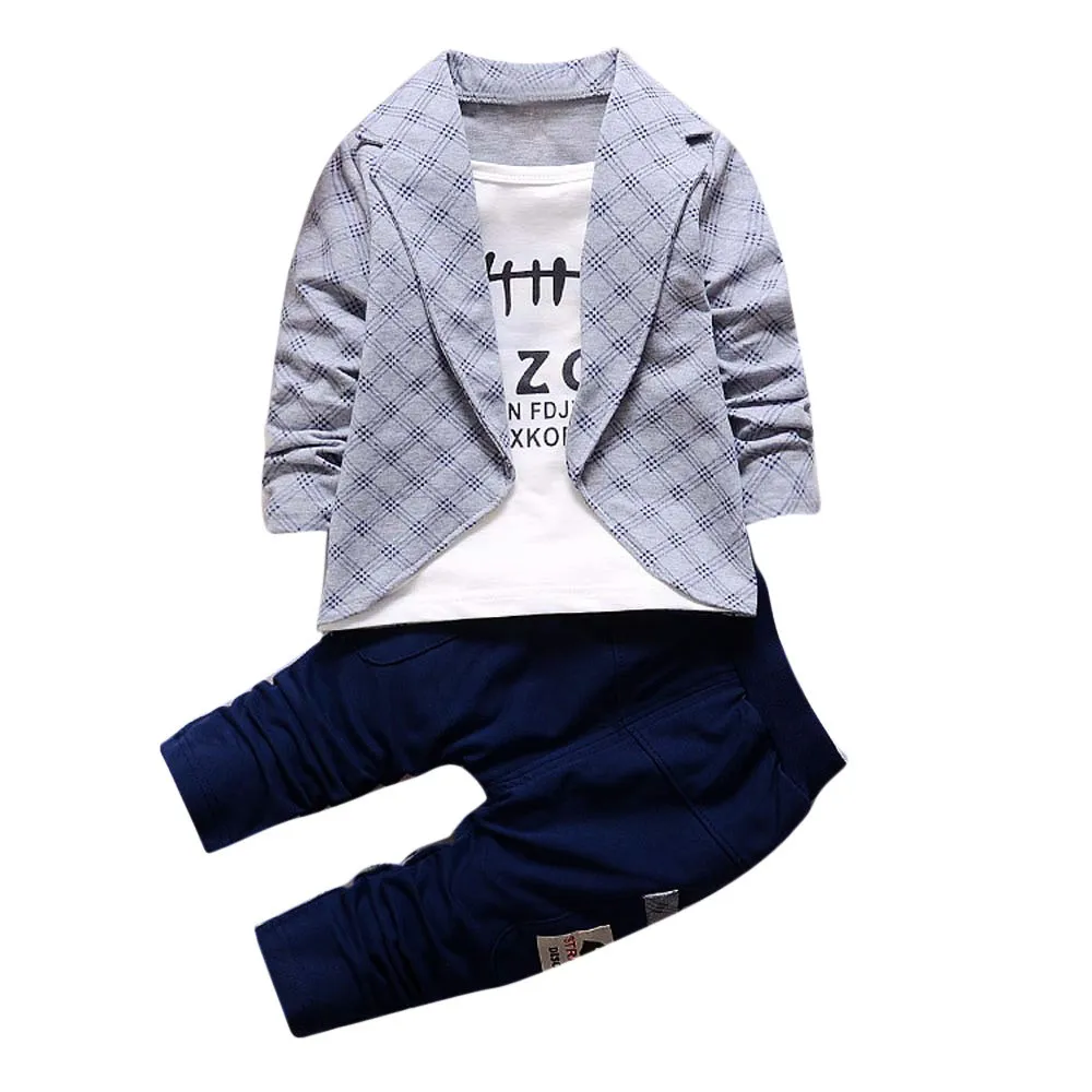 MUQGEW kids dresses for boys 2pcs Toddler Baby Boys Kids Shirt Tops+ Long Pants Clothes Outfits Gentleman Set baju anak#y2 |