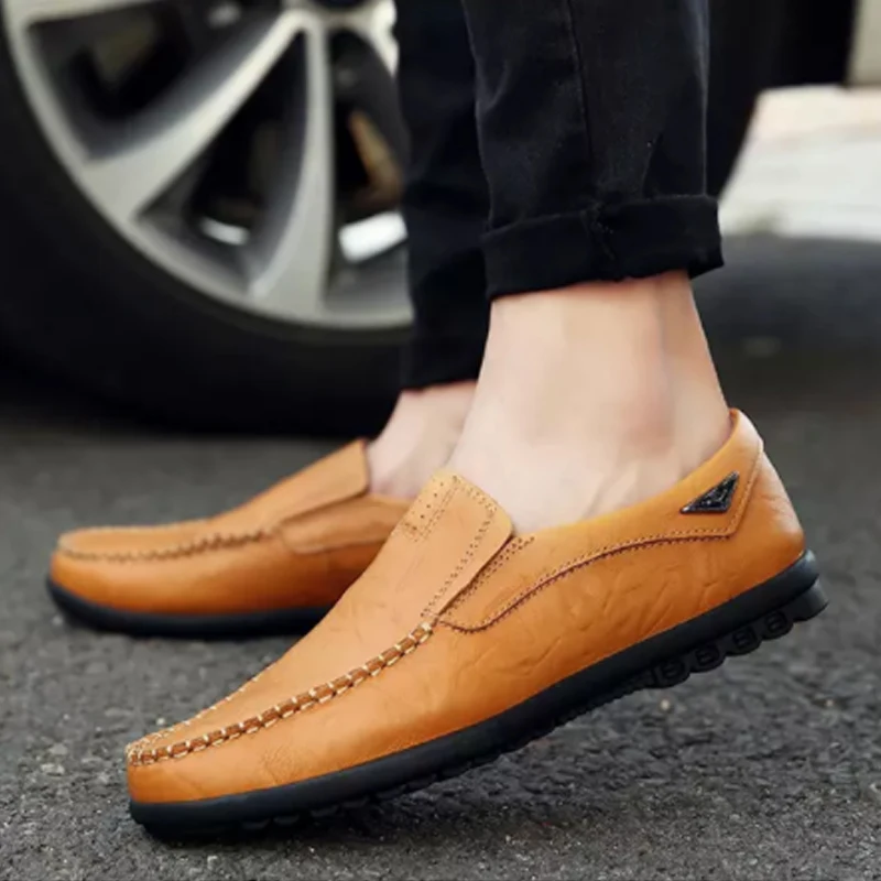 Мужские повседневные туфли JUNJARM черные лоферы из натуральной кожи дышащие