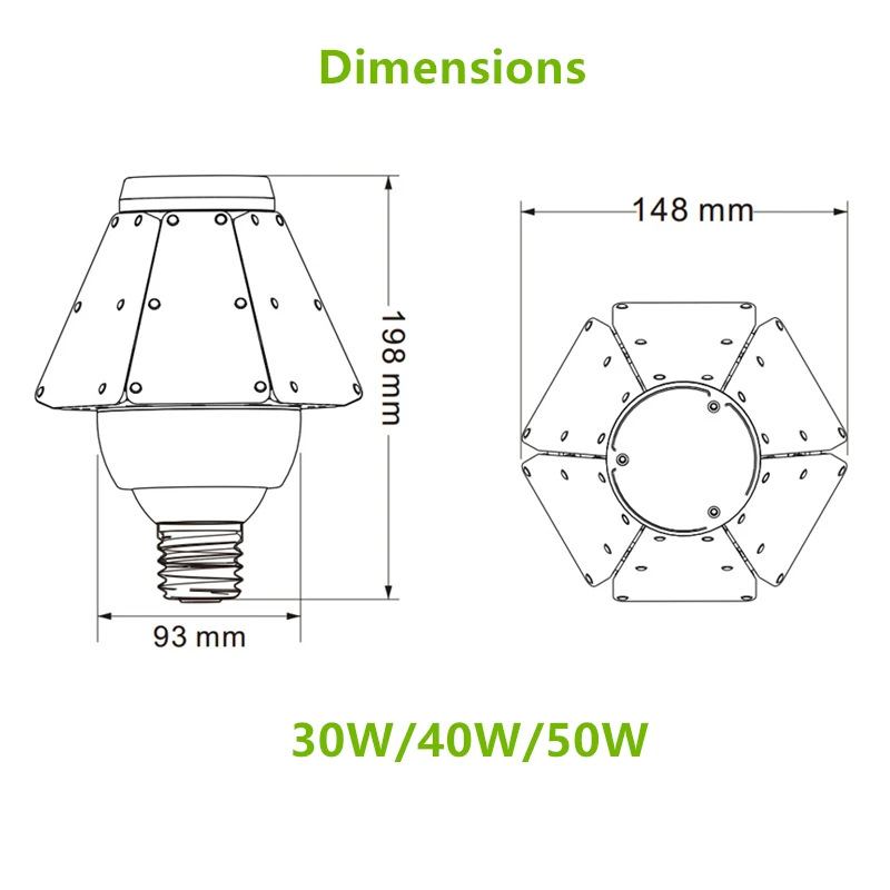 Topoch LED Lamp Bulb UL CE 30W 40W 50W 120LM/W Mogul Base 100-277V HID CFL Replacement for Canopy Courtyard Post Top Bay Fixture