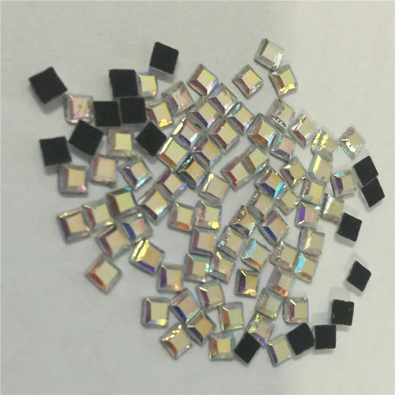 300 шт. кристалл AB 3*3 мм квадратная форма горячей фиксации FlatBack strass прозрачные