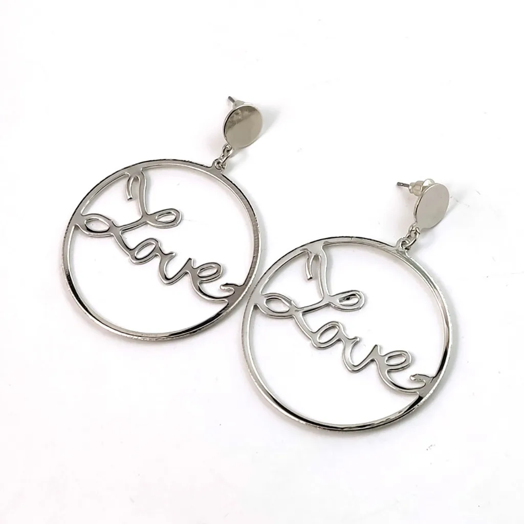 Женские стильные серьги в стиле бохо Золотые с надписью LOVE Boucle D'oreille Femme новинка