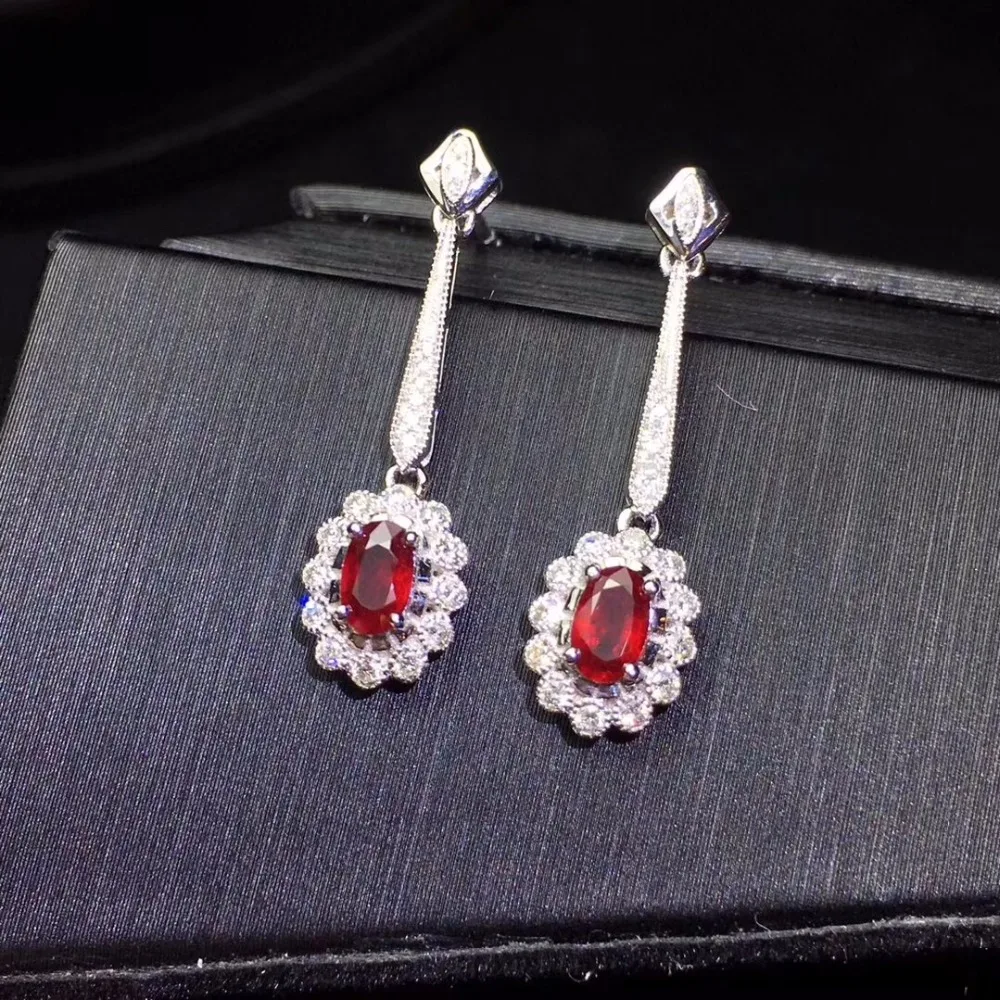 Ювелирные изделия настоящее чистое 18 K Белый Золотой натуральный рубин