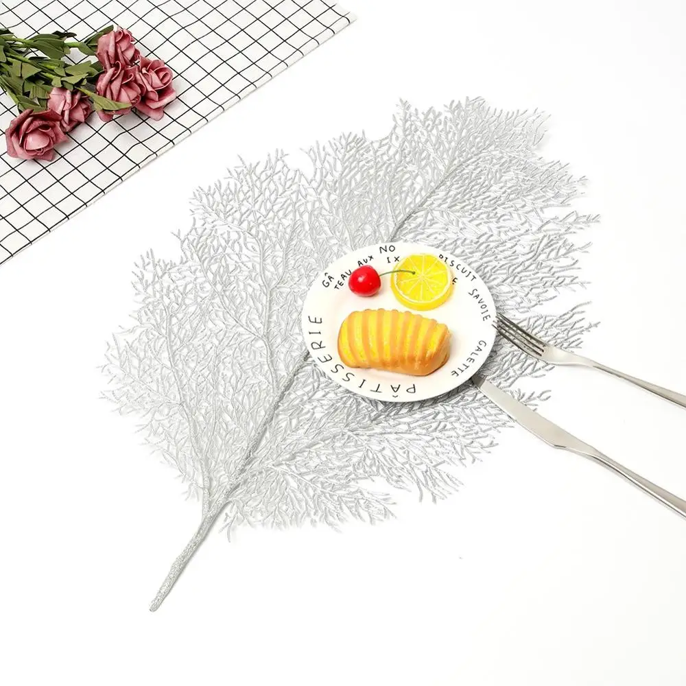 1Pcs Large Coral Branch Table Pad Lotus Leaf Drink Coaster Non-Slip Cup Dish Mat PVC Placemat For Dining Decoration | Дом и сад