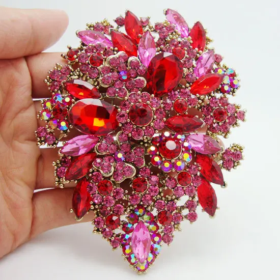 TTjewelry 3 94 &quotМода Двойные капли цветок искусство бриллиант булавка кулон розовый