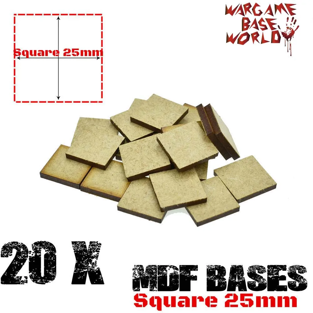 МДФ основы 25 мм Квадратные Основы лазерная резка древесины Wargames|25mm square bases|square