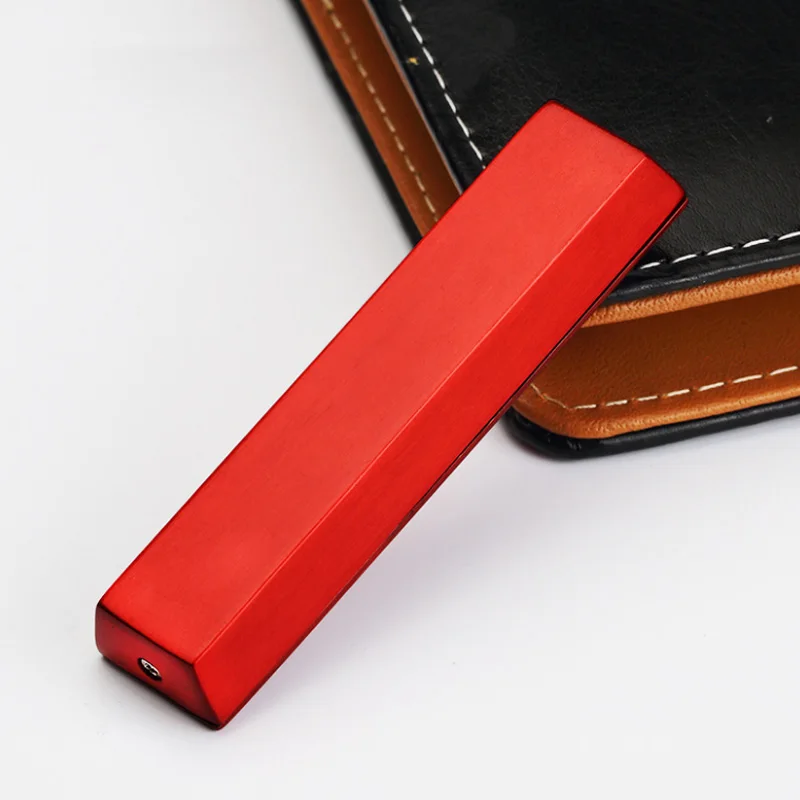 Мини Золотая usb-зажигалка, металлическая перезаряжаемая Электронная зажигалка, сигарета, турбо, зарядка от огня, электрический провод, ветрозащитный подарок для мужчин - Цвет: red