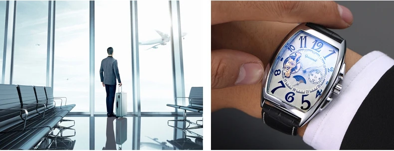 Для мужчин со звездами, утро Tourbillon полые автоматические механические часы для мужчин подарок с кожаным ремнем, мягкое покрытие, прямоугольные часы Бизнес