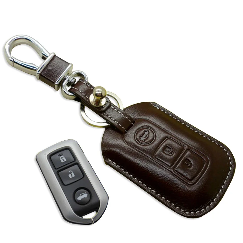Чехол для ключа из натуральной кожи Toyota Highlander Corolla Camry Vios Yaris Prado|for toyota|auto accessoriesleather
