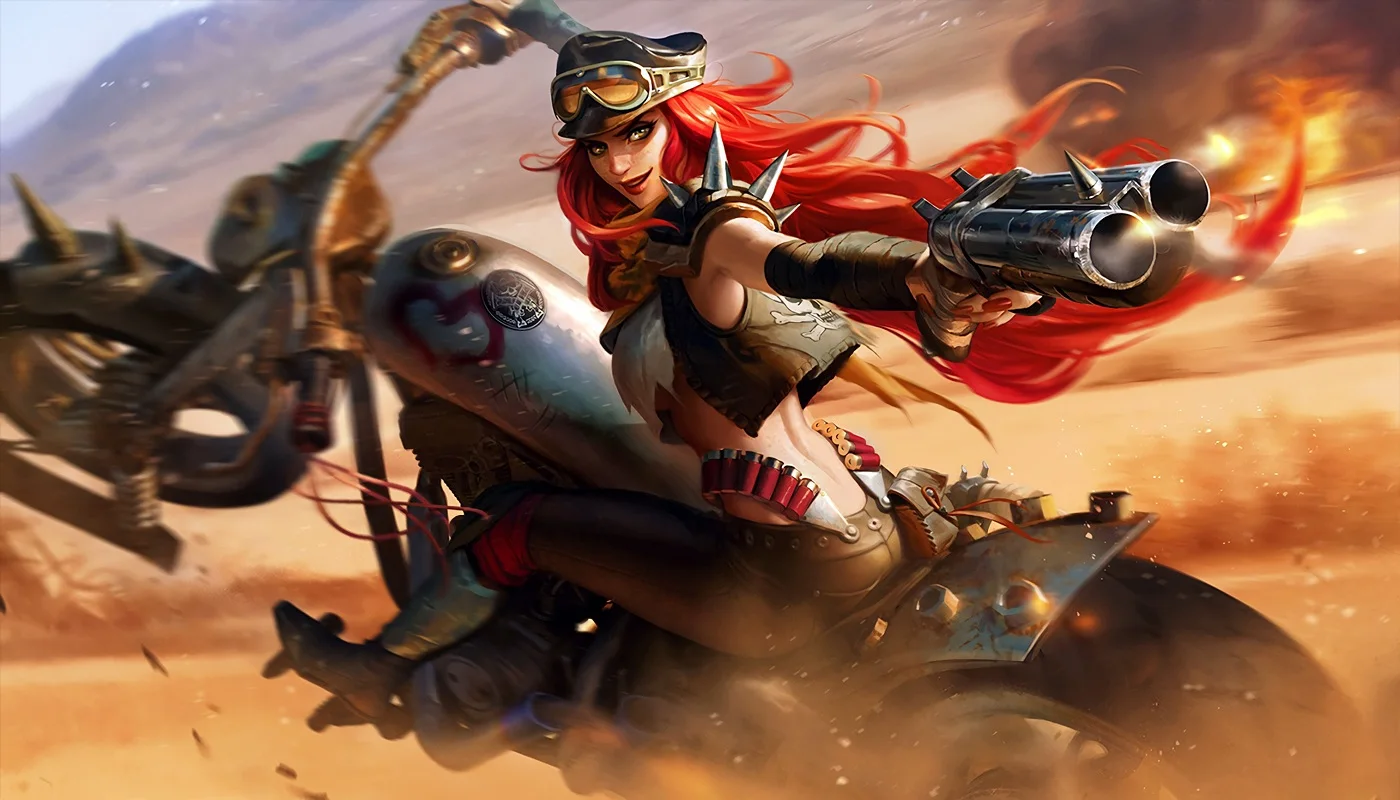 

LOL Miss Fortune fire on motorcycle PMD434 custom print fabric poster (no frame) for wall decor room decor home decoration