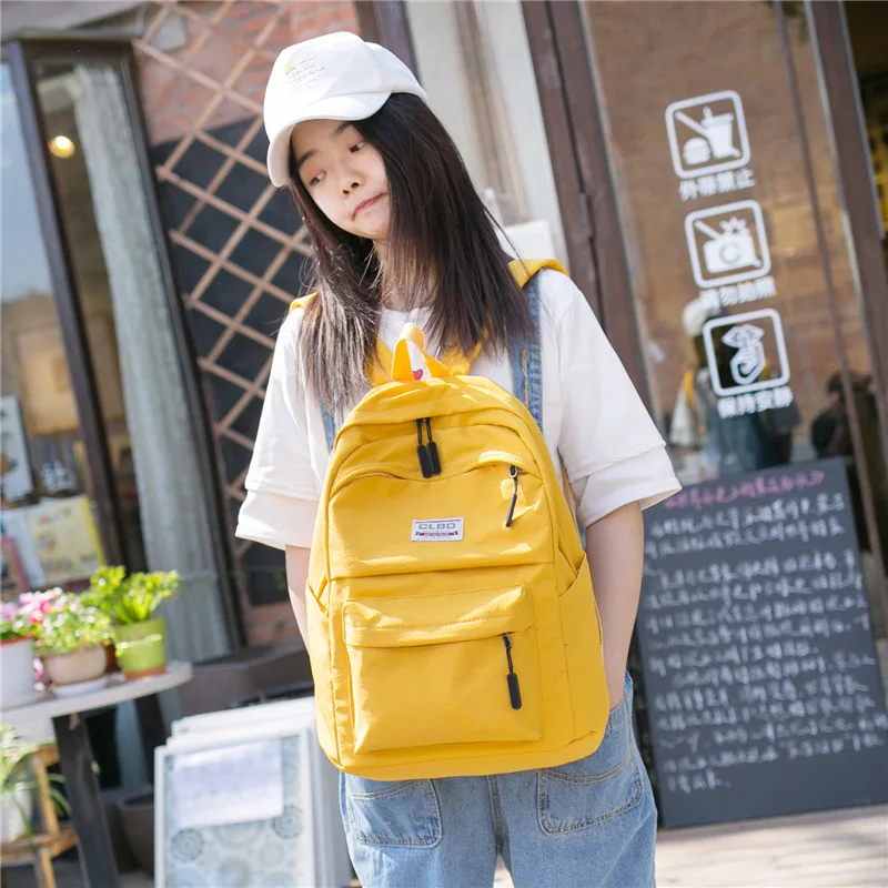 2019 Canvas Women Backpack Solid Student School Bag for Teenage Girls Travel Female Book Shoulder Mochila Feminina CJ863 | Багаж и сумки