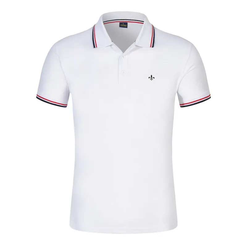 PZ-POLO-LT-WHITE Dudalina, Мужская рубашка поло с коротким рукавом, лето, повседневная и деловая, брендовая, с вышивкой, в полоску, рубашки поло, Para Hombre - Цвет: PZ-POLO-LT-WHITE