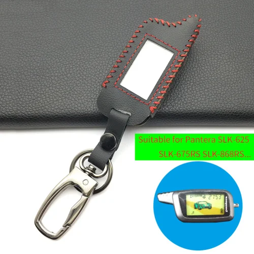 Red line Кожаный чехол для ключей Защитная крышка для брелок пантера SLK 600 625 650RS 675RS 300 400 868 двухсторонняя Автомобильная сигнализация Пульт дистанционного управления lcd - Название цвета: Red line