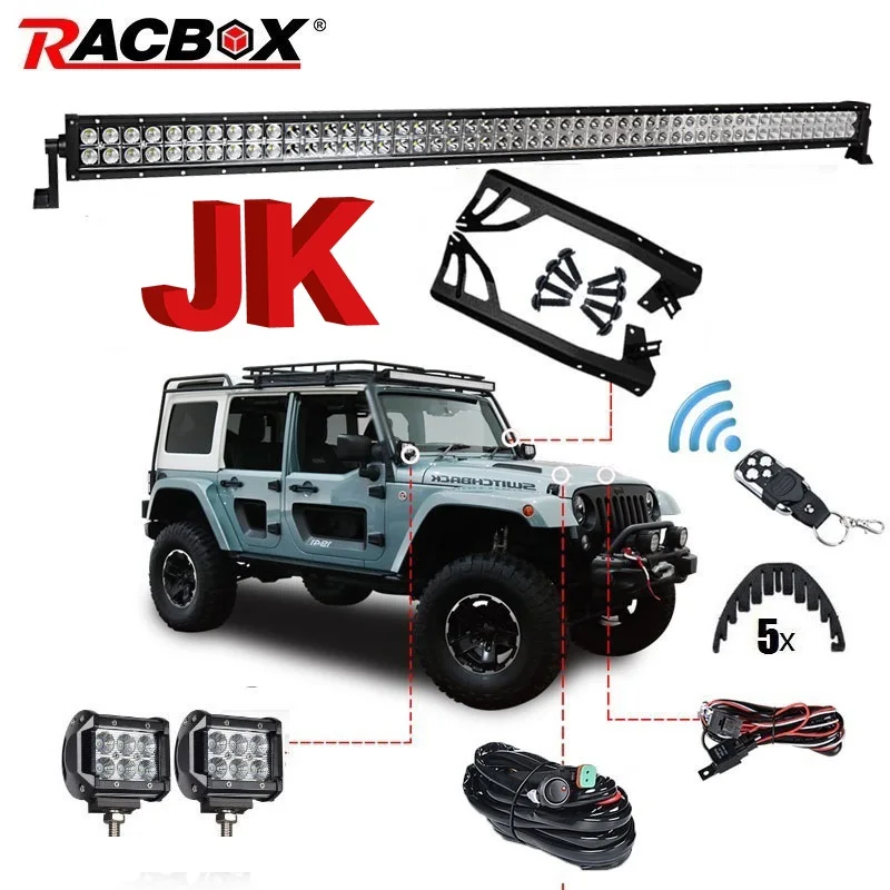 RACBOX 52 дюйма 300 Вт Светодиодный светильник баров комбо прямые Offroad + 2x18 рабочий