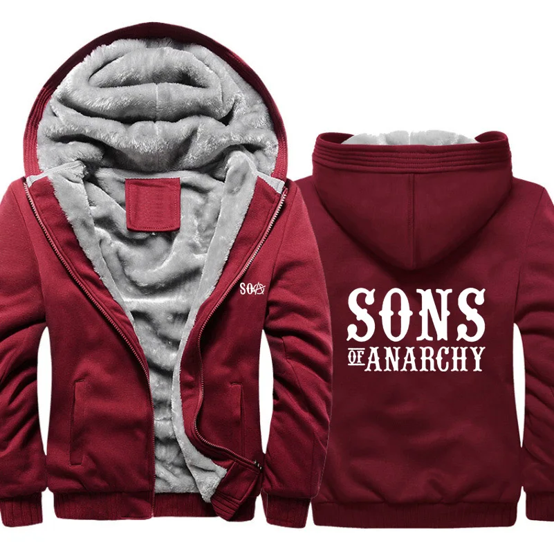 

SOA Sons of Anarchy Hoodies Mens Winter fleece Thicken Warm Camouflage coat zipper Sweatshirt SAMCRO Print Mens Hoodies Jacket