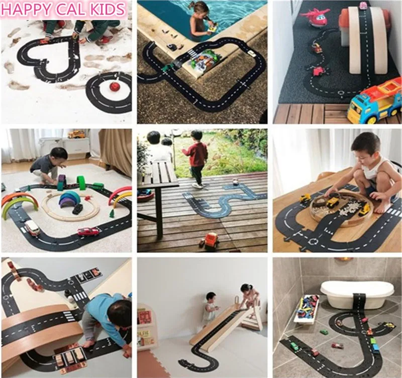 Детский игровой коврик сделай сам из ПВХ с рисунком дороги в скандинавском стиле