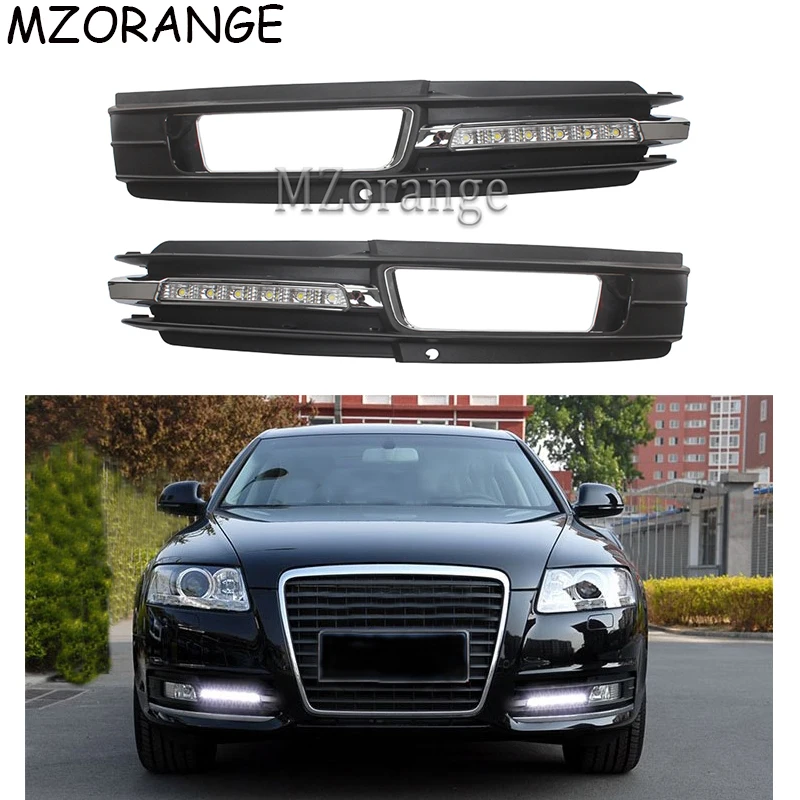 Светодиодный светильник дневного света для Audi A6 A6L C6 2009 2010 2011 Накладка DRL Передняя противотуманная фара водонепроницаемый автомобильный желтый сигнальный светильник