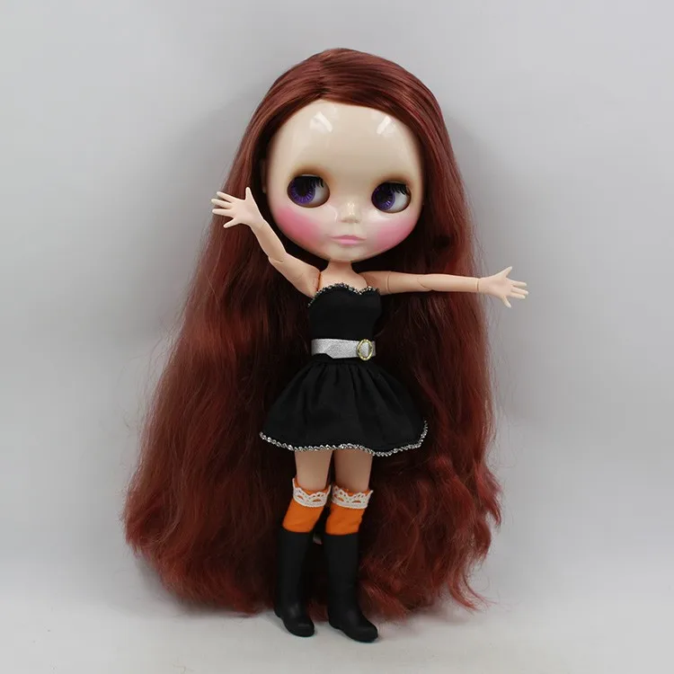Blyth ледяное черное платье серебряный пояс Одежда для куклы