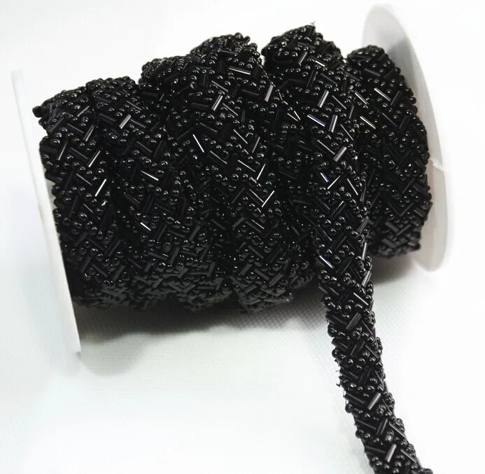 5 ярдов/лот кружевная ткань из стразов лентой отделка бисером 1 см невесты