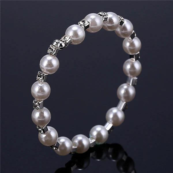 1 row pearl HOCOLE, модный Кристальный браслет, браслет, женская мода, свадебные ювелирные изделия, золото/серебро, стразы, браслеты для женщин - Окраска металла: 1 row pearl