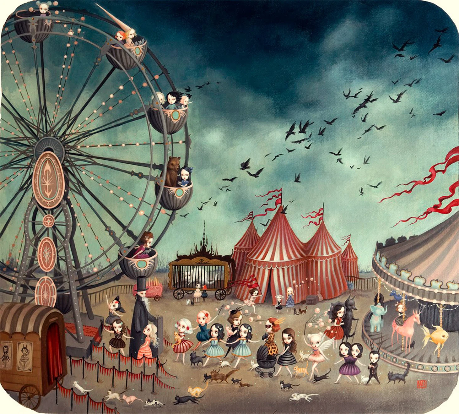 Mark Ryden детский необычный холст для живописи Тёмный мир гостиная спальня домашний декор Современная Фреска картина маслом#514