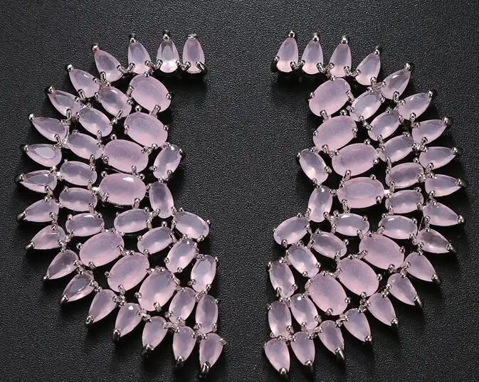 pink Emmaya брендовые Модные Роскошные AAA кубический циркон многоцветные Асимметричные симметрические серьги для женщин Свадебные путешествия ювелирные изделия подарок - Окраска металла: pink