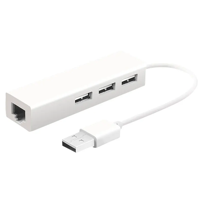 Белый USB Ethernet адаптер USB 2,0 к RJ45 Lan концентратор USB 3 порта сетевая карта для XiaoMi коробка для Mac OS планшет LapPC переключатель Ethernet USB - Цвет: Белый