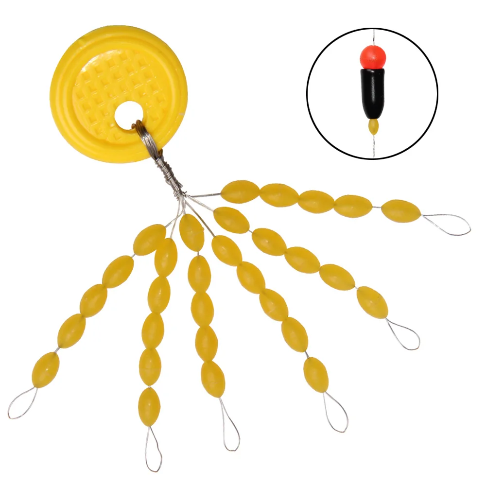 

Shaddock Fishing 90Pcs/Bag Yellow Space Beans Oval Stopper Fishing Bobber Float Stopper Connector For Fishing Accessories