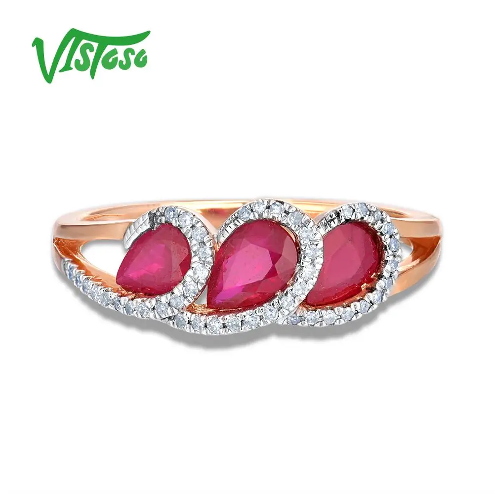 Женское кольцо с бриллиантами VISTOSO розовое золото 14K 585 пробы модное роскошное