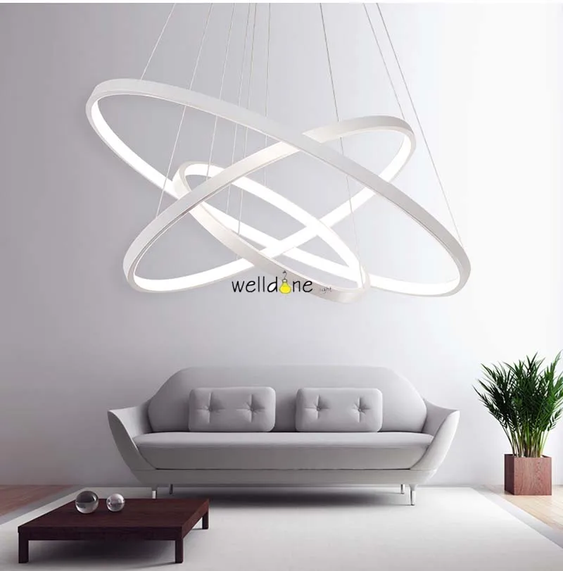 Современные подвесные светильники с круглыми кольцами для гостиной столовой