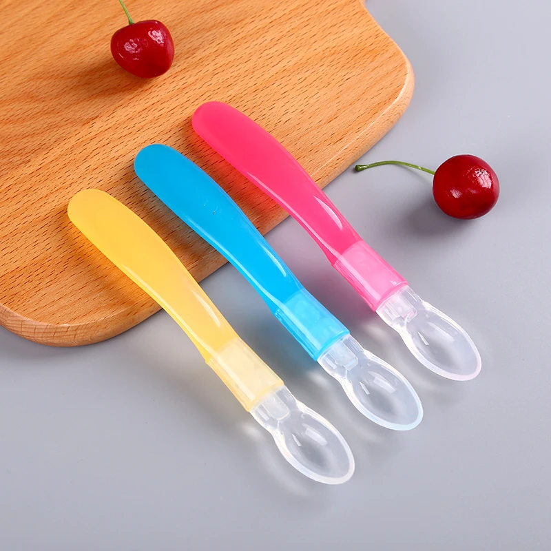 

Silicone Baby Spoon Feeding Training Spoon for Baby Safety Feeding Infant Spoon For Children Kids Utensils Baby Cheap Stuff