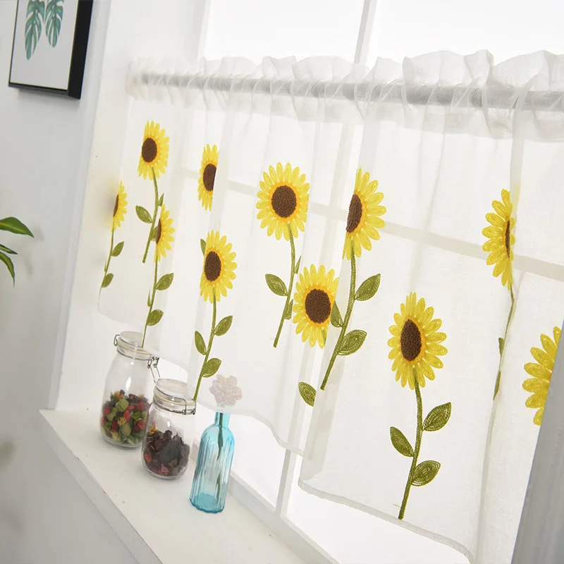 Маргаритка цветочные короткие шторы s для занавески тюльпанов вуаль с вышивкой