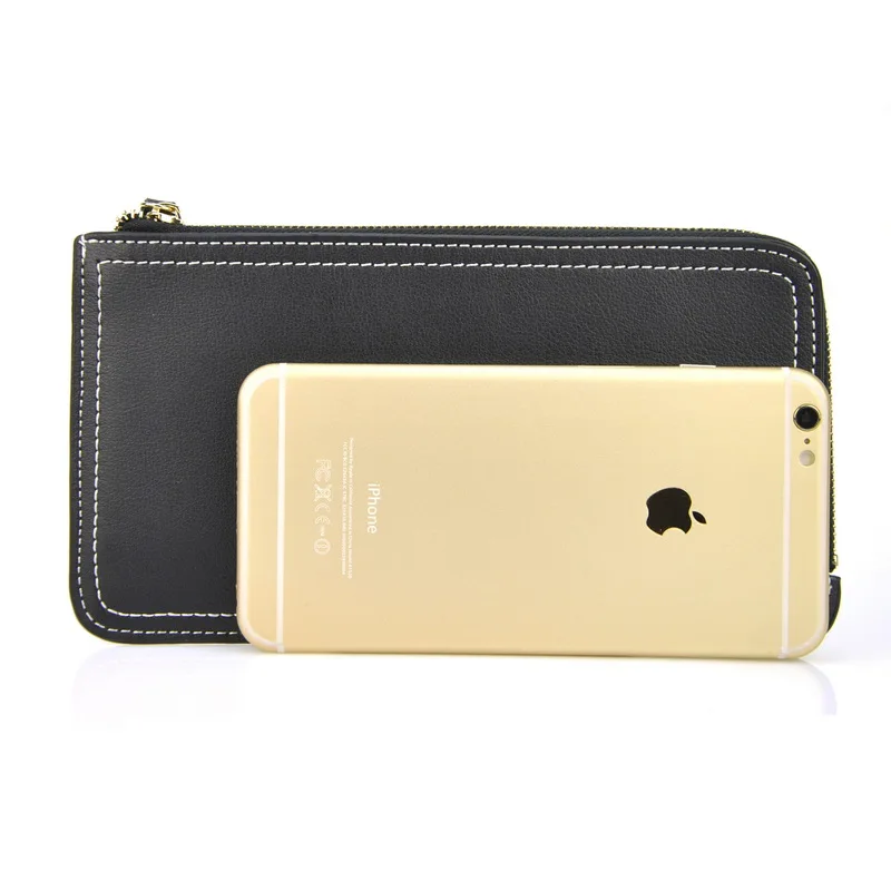 Женский Длинный кошелек клатч из яловичной кожи наппа на молнии с окошком для