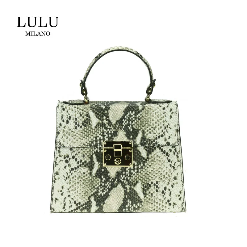 Lulu milano натуральная кожа с принтом змеиной кожи сумка Сделано в Италии P107-s | Багаж