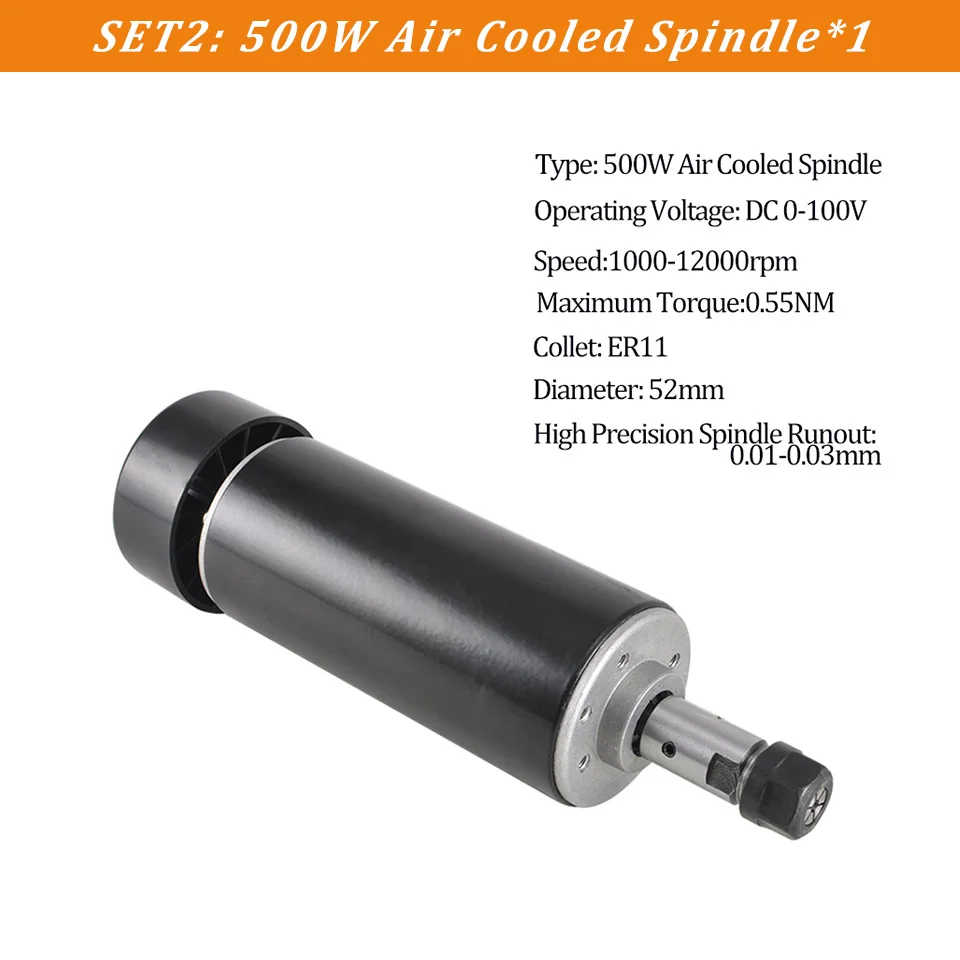 1pc 500W Spindle Daedalus CNC Шпиндель набор 500 Вт с воздушным охлаждением шпинделя гравировальный мотор шпинделя ER11 Цанга для ЧПУ деревообрабатывающий фрезерный станок токарный станок - Цвет: 1pc 500W Spindle