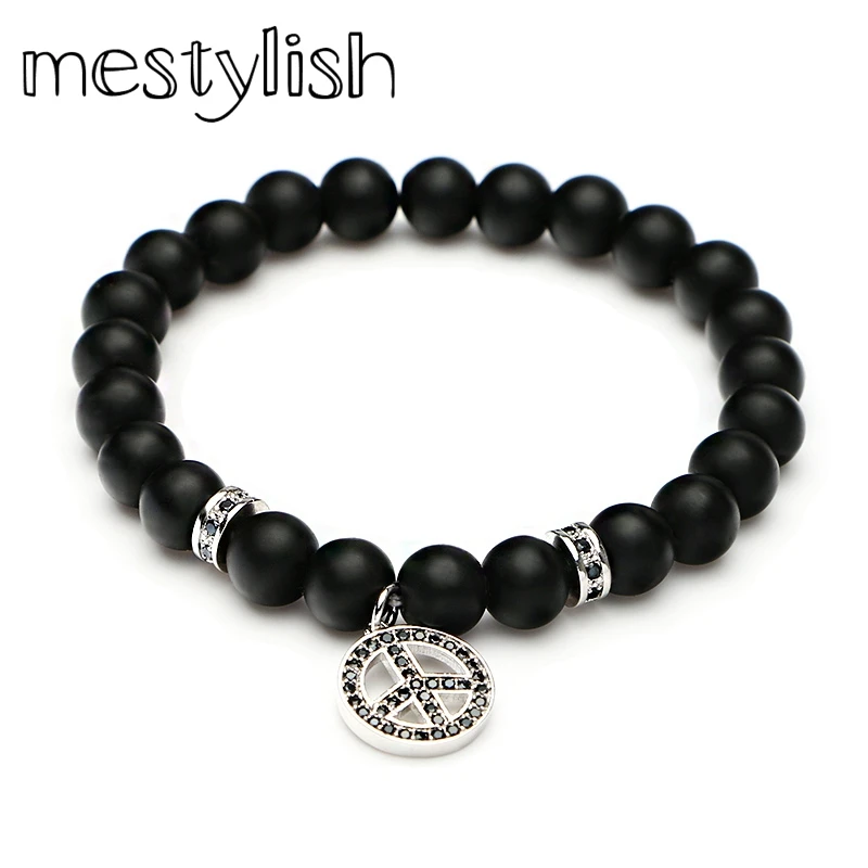 Новый красивый браслет Mestylish с символом мира бусинами из натурального камня